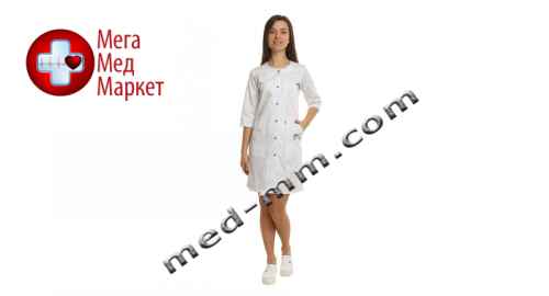 Купить Медицинский халат женский Севилья белый №95 цена, характеристики, отзывы